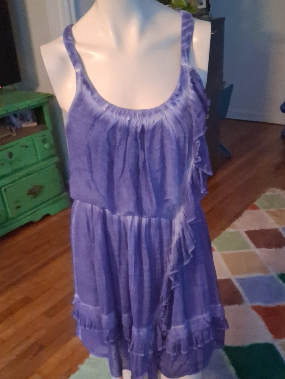 Free People Bright Blue Ruffle Spaghetti Strap Dress